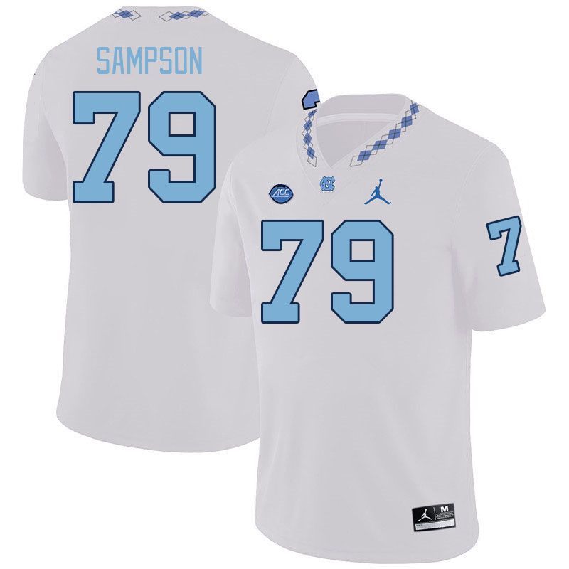 Men #79 Howard Sampson North Carolina Tar Heels College Football Jerseys Stitched-White